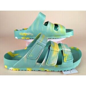 Sun Stone Bowie Slide Sandals Mens 11 Green Yellow Tie Dye Summer Shoes NWT